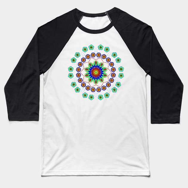 Ornate Floral Mandala Baseball T-Shirt by Jane Izzy Designs